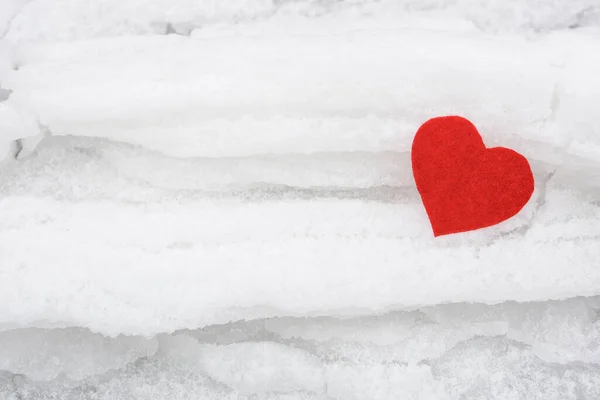 Red Heart Snow — Stock Photo, Image