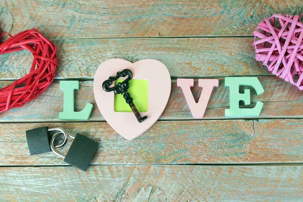 Decor Valentine Day Wedding Romantic Greetings Word Love Volume Letters — Stock Photo, Image