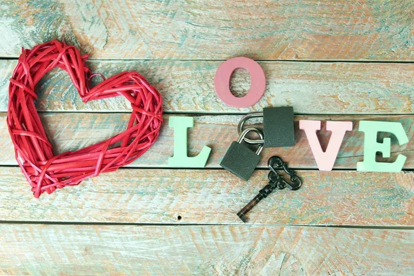 Decor Valentine Day Wedding Romantic Greetings Word Love Volume Letters — Stock Photo, Image