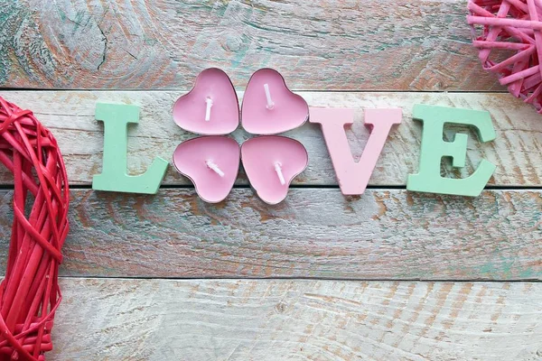 Decor Valentine Day Wedding Romantic Greetings Word Love Volume Letters — Stock Photo, Image