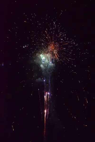 Celebração Com Fogos Artifício Noite — Fotografia de Stock