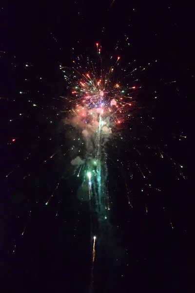 Celebração Com Fogos Artifício Noite — Fotografia de Stock