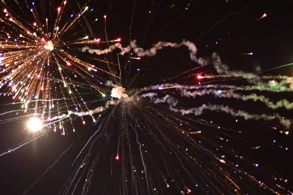 Celebração Com Fogos Artifício Noite — Fotografia de Stock