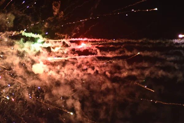 Feier Mit Feuerwerk Der Nacht — Stockfoto