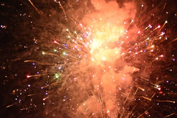 Feier Mit Feuerwerk Der Nacht — Stockfoto