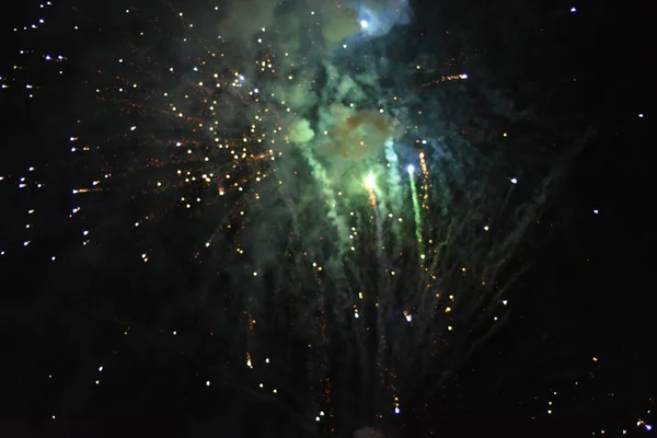 Celebração Com Fogos Artifício Noite — Fotografia de Stock