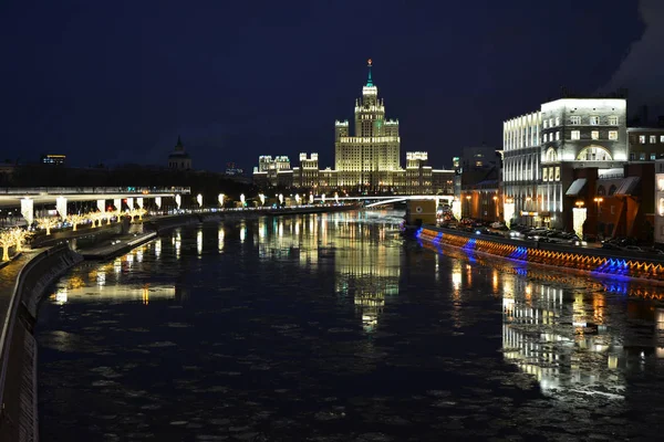 Moskva Kväll Lights — Stockfoto