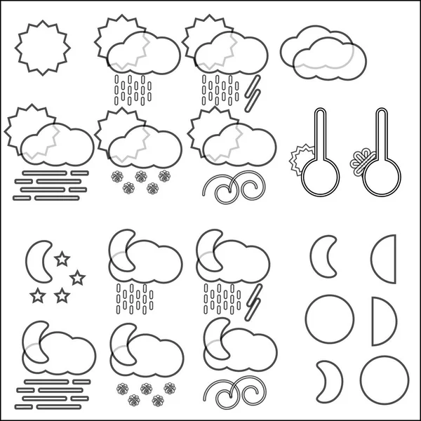 Набор погодных икон — стоковый вектор