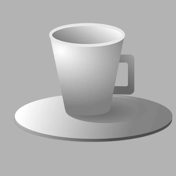 Eine Tasse Kaffee und Untertasse, Draufsicht, realistischer Vektor — Stockvektor