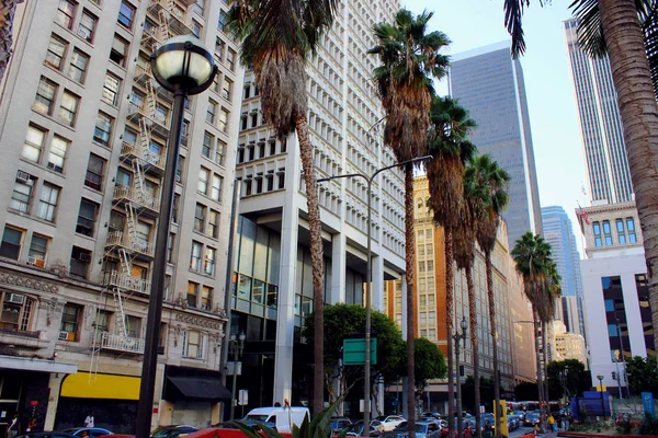 Los Angeles Kalifornien Usa Oktober 2019 Pershing Square Höga Kontorsbyggnader — Stockfoto