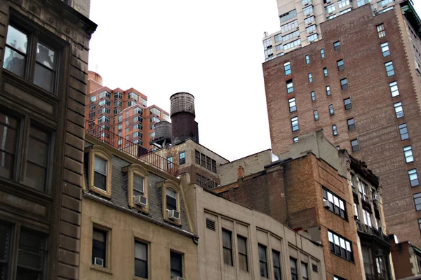 Fassaden Moderner Und Klassischer Hochhäuser Zentrum Von Manhattan Backsteinarchitektur Von — Stockfoto