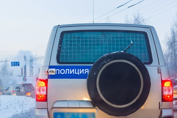 Rysk polisbil på gatan — Stockfoto