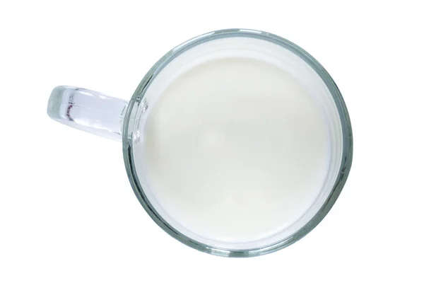 Mug cow's milk, top view — Stock Photo, Image