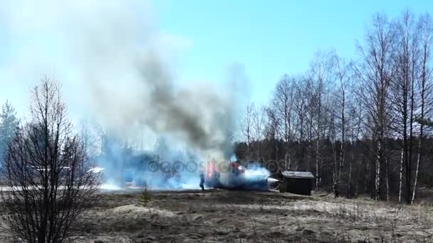 I vigili del fuoco estinguono gli incendi in periferia — Video Stock