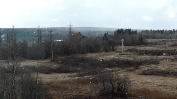Mai chutes de neige, flocons de neige sur le terrain 