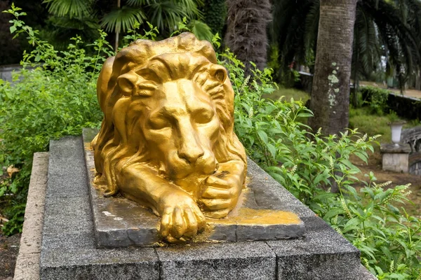 Arany oroszlán szobor — Stock Fotó