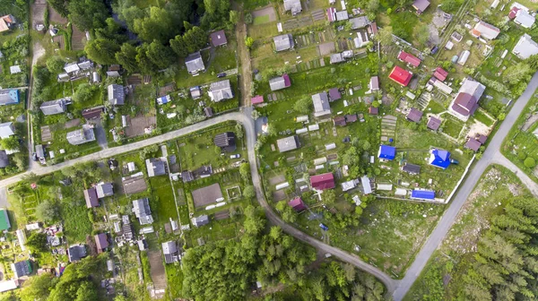 Panorama Aéreo Casas Velha Aldeia Casa Campo Verão Russa Verão — Fotografia de Stock