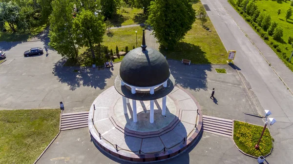 Rotunda Sidewalks Park Area City Lakeside Aerial View — ストック写真