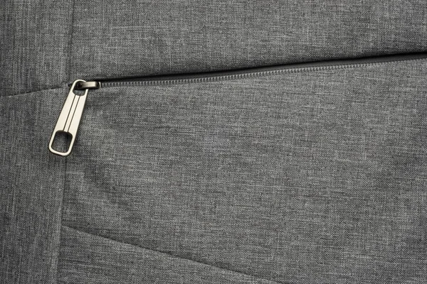 Zipper Pocket Grey Textured Fabric Background — Stock Photo, Image