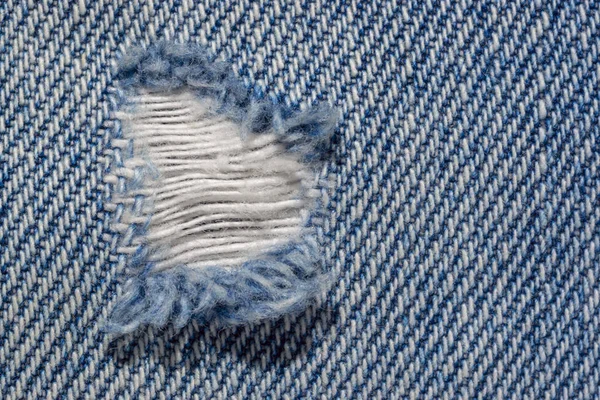 Textura Jeans Ganga Azul Com Buraco Moda — Fotografia de Stock