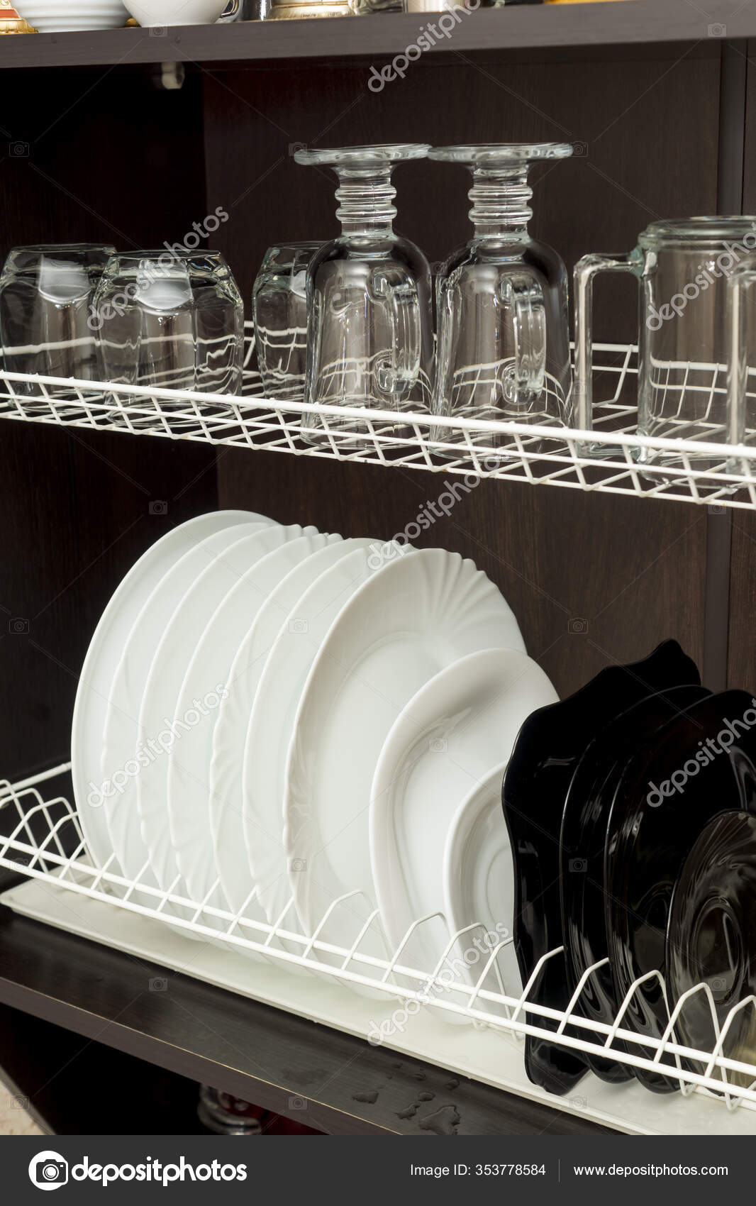 Plates Cups Neatly Located Kitchen Cupboard Vertical Image Stock Photo Image By C Sgorin 353778584 https depositphotos com 353778584 stock photo plates cups neatly located kitchen html