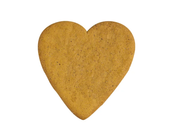 Pojedyncze Serce Kształcie Brązowego Ciasteczka Izolowane — Zdjęcie stockowe