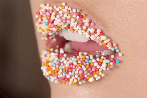 Lábios revestidos de doces — Fotografia de Stock