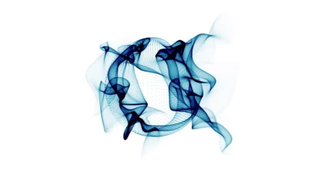Linhas de luz azul formam padrões de fluido em um loop de tela branca — Vídeo de Stock