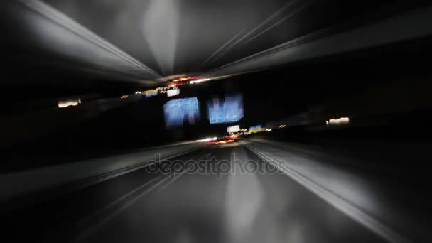 Nachtfahrt mit überhöhter Geschwindigkeit — Stockvideo