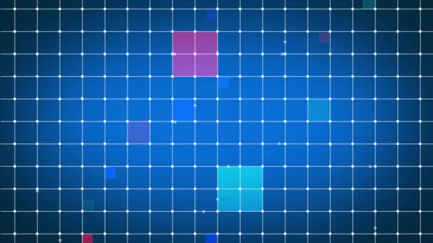 Flikkerende Gekleurde Vierkantjes Drijvende Punten Grid — Stockvideo