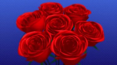 Mavi arka planda kırmızı güller