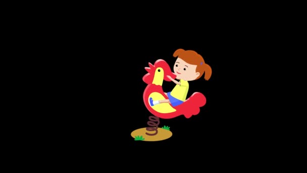 女孩在红公鸡上摇摆 无缝循环 Luma — 图库视频影像