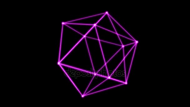 Glow Dodecagon Rotating Object — Stock Video