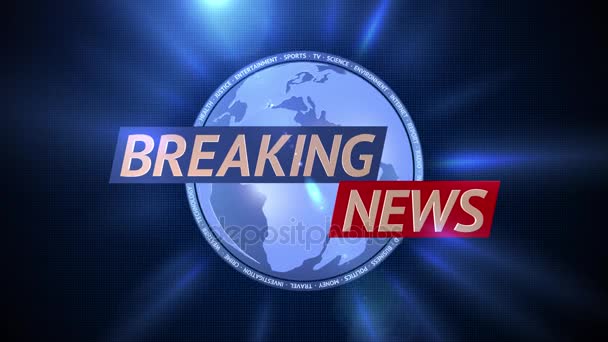 Breaking News Uitzending Graphics Motion Titel Blauwe Achtergrond — Stockvideo