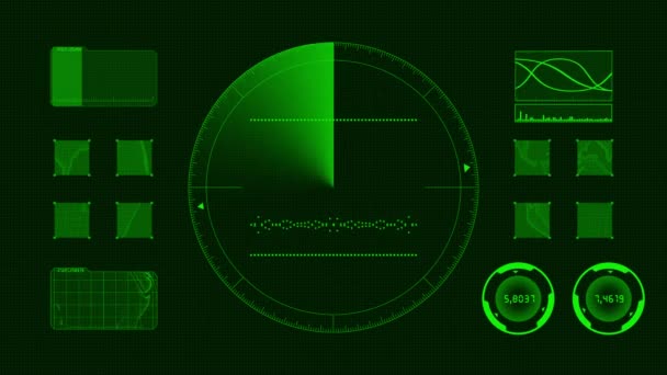 Interfaccia tecnologica futuristica. Sfondo verde GUI — Video Stock