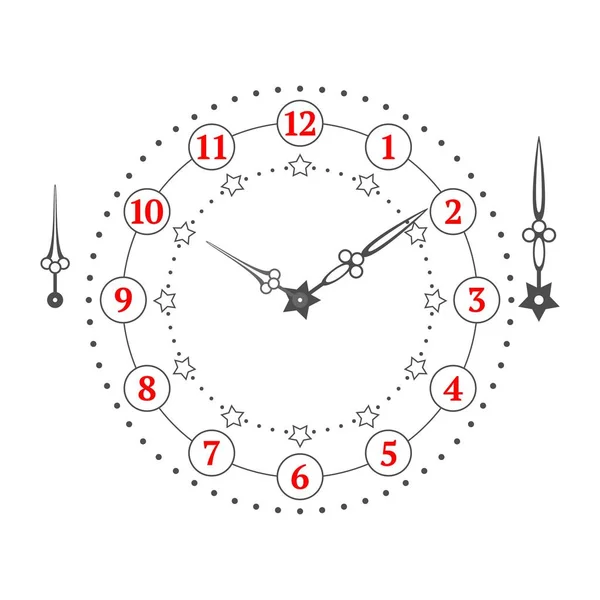 Vintage αστέρια ρολόι καντράν με βέλη. Εικονογράφηση διανύσματος — Διανυσματικό Αρχείο
