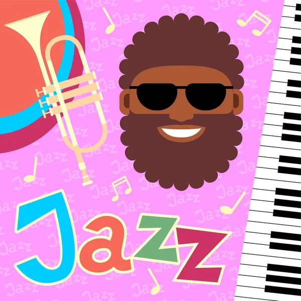 Design de cartazes com músicos e instrumentos musicais para o festival de jazz. Ilustrações vetoriais coloridas . — Vetor de Stock