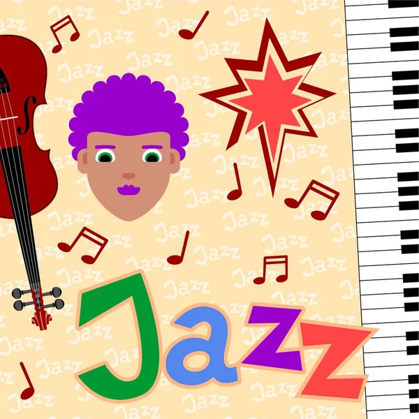 Ontwerp van posters met muzikanten en muziekinstrumenten voor jazzfestival. Kleurrijke vectorillustraties. — Stockvector