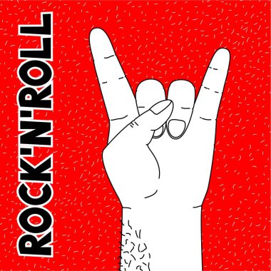 Erkek El Keçi Hareketi İki Parmak Yukarı Vektör. Kaya sembolü