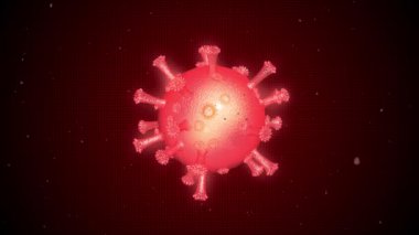 Kırmızı arkaplanda kırmızı koronavirüs molekülü. Coronavirus ncov romanı Coronavirus konsept hareket arka planı. 3D canlandırma canlandırması. Coronavirus tehlikeli grip