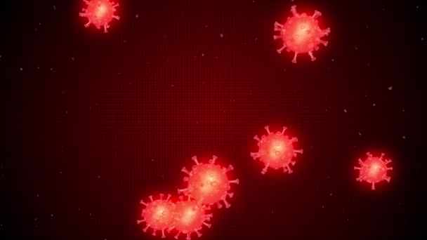 在深红色背景上的红色分子的科罗纳威斯群 科罗纳威斯Ncov新颖的科罗纳威斯概念运动背景 3D渲染动画说明 Coronavirus危险流感 — 图库视频影像