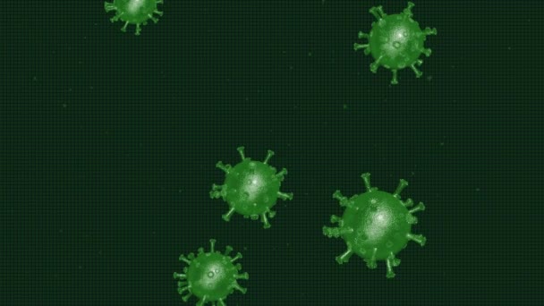 Колония Зеленых Молекул Коронавируса Темно Зеленом Фоне Coronavirus Ncov Роман — стоковое видео