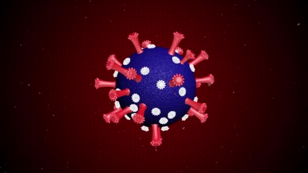Μόριο του Coronavirus σε σκούρο κόκκινο φόντο. Επικίνδυνη γρίπη του Coronavirus — Αρχείο Βίντεο