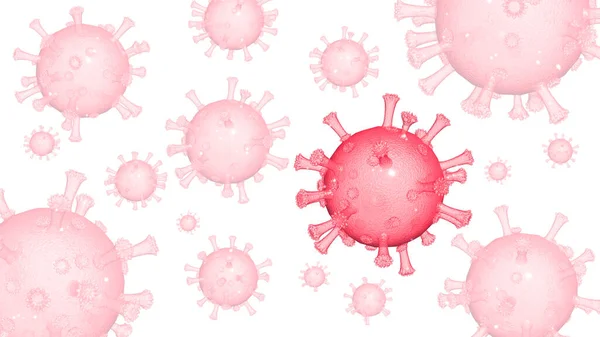 在浅红色背景上的冠状病毒分子。Coronavirus危险流感 — 图库照片