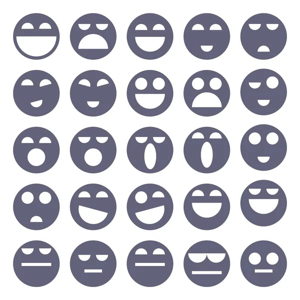 Cara emoción carácter conjunto. Aislado sobre fondo blanco. 25 pictogramas — Archivo Imágenes Vectoriales