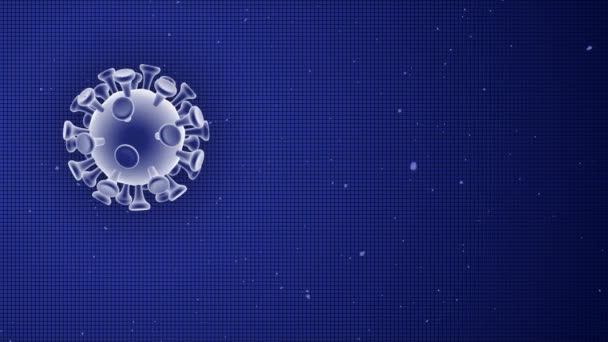 Coronavirusmolecuul op een donkerblauwe achtergrond. Coronavirus gevaarlijke griep. Loopbare animatie. — Stockvideo