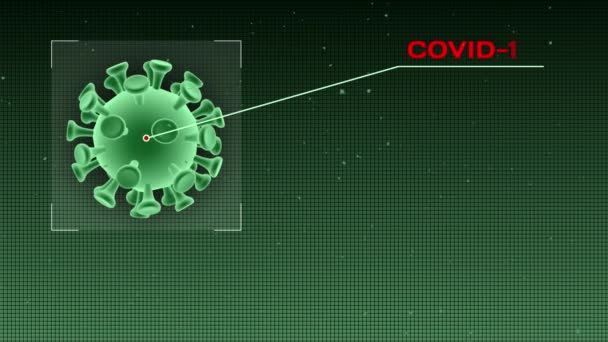 Μόριο του Coronavirus σε σκούρο πράσινο φόντο. Επικίνδυνη γρίπη του Coronavirus — Αρχείο Βίντεο