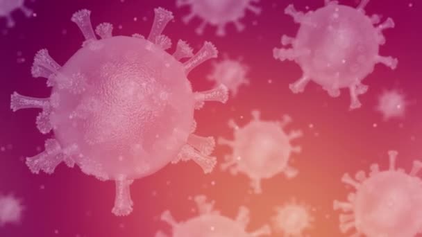 Molécula de coronavírus num fundo de gradiente rosa. Gripe perigosa do Coronavírus. Animação renderizada 3D — Vídeo de Stock