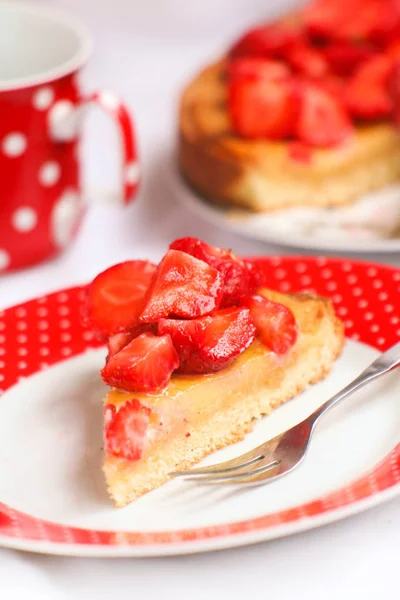 Pie Strawberries Marzipan — Stock Photo, Image