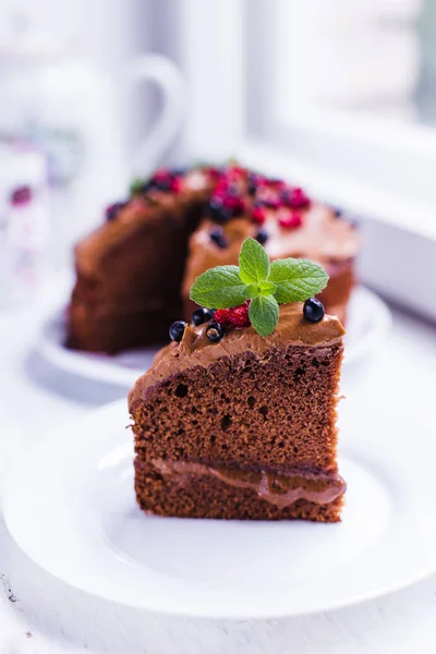 Шоколадный Торт Ягодами — стоковое фото